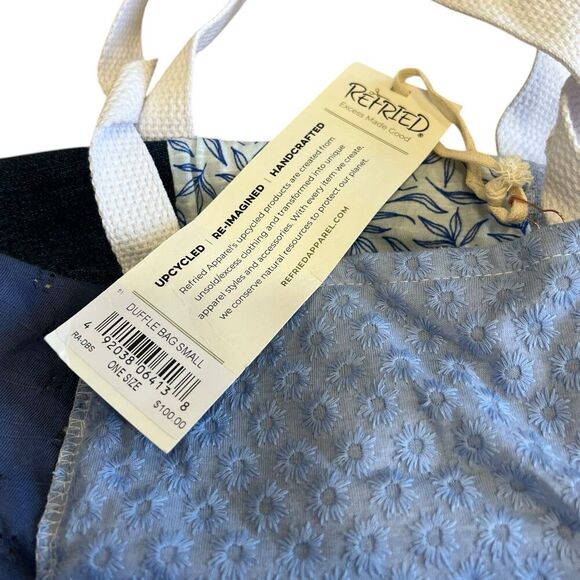 Refried Apparel Blue Floral Upcycled Patch Duffle Bag - Picture 5 of 5